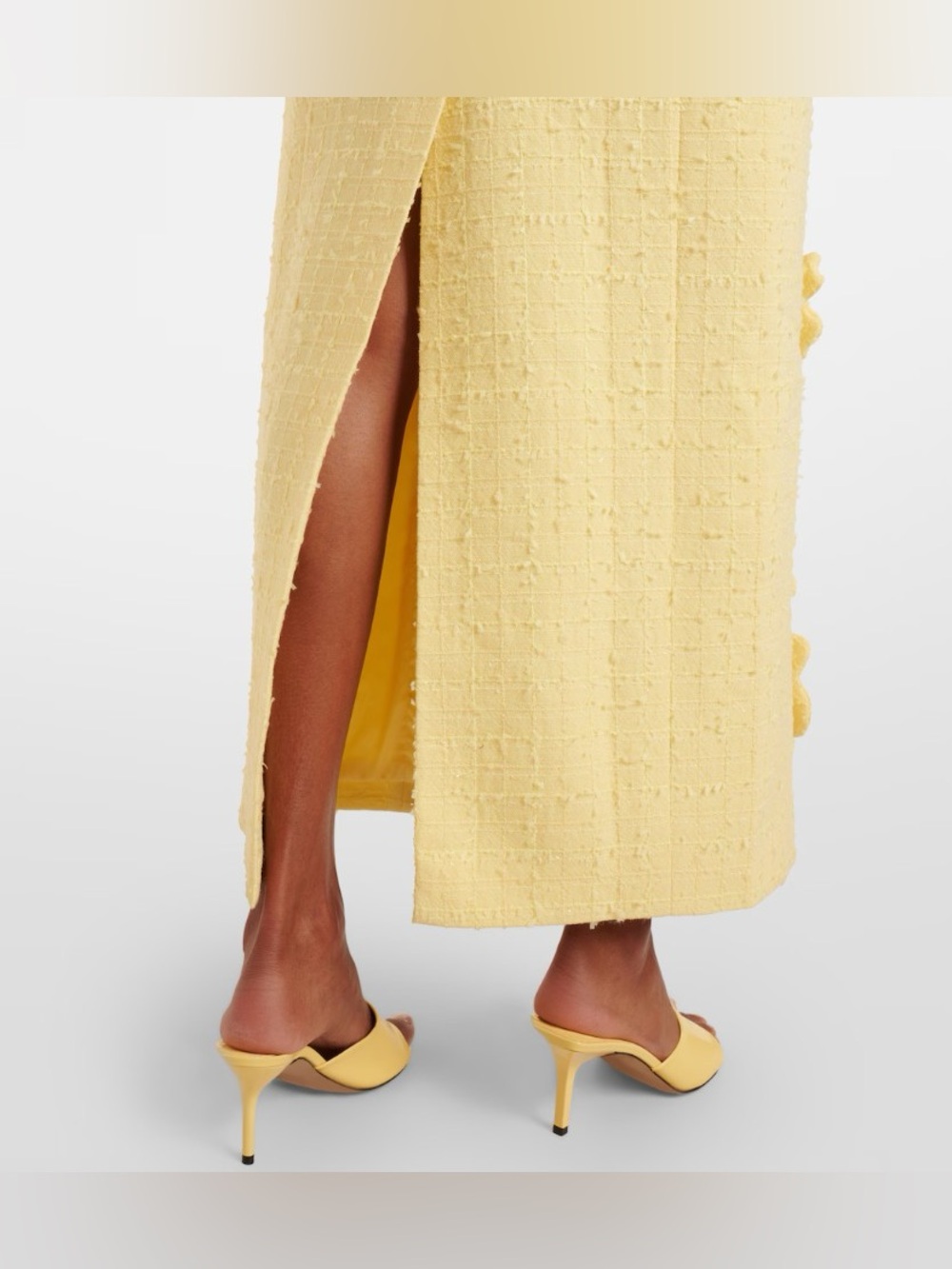 Leo Lin Lucinda Yellow Floral-Appliqué Tweed Puff Sleeve Maxi Dress AU8/US4 NWOT - Picture 3 of 5